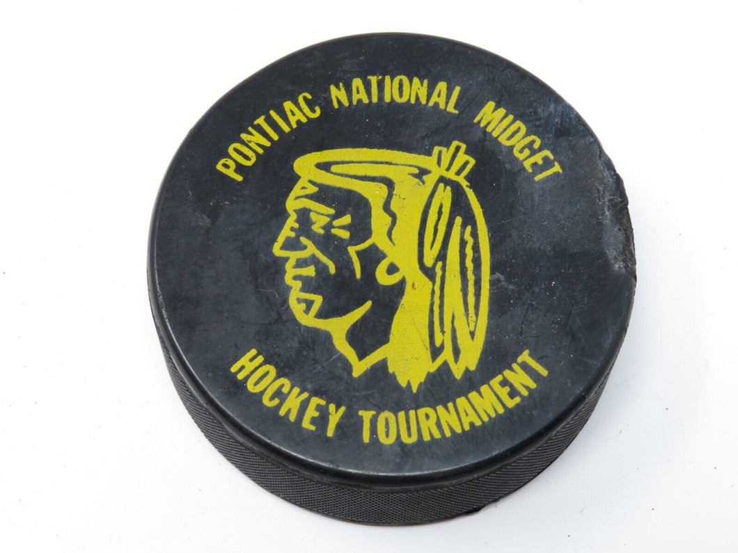 Vintage Pontiac National Midget Tournament Game Used Hockey Puck Quebec