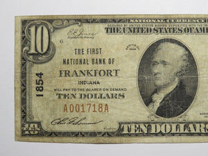 $10 1929 Frankfort Indiana IN National Currency Bank Note Bill Ch. #1854 FINE