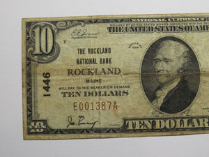 $10 1929 Rockland Maine ME National Currency Bank Note Bill Charter #1446 FINE