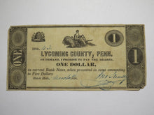 Load image into Gallery viewer, $1 1838 Black Hole Pennsylvania PA Obsolete Currency Bank Note Lycoming County