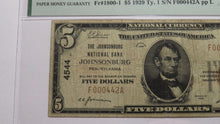 Load image into Gallery viewer, $5 1929 Johnsonburg Pennsylvania National Currency Bank Note Bill #4544 F15 PMG