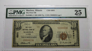 $10 1929 Marissa Illinois IL National Currency Bank Note Bill Ch. #6961 VF! RARE