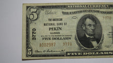 Load image into Gallery viewer, $5 1929 Pekin Illinois IL National Currency Bank Note Bill Charter #3770 VF+++