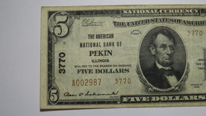 $5 1929 Pekin Illinois IL National Currency Bank Note Bill Charter #3770 VF+++