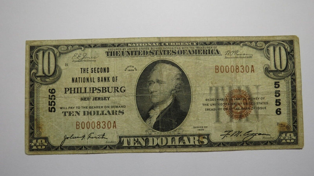 $10 1929 Phillipsburg New Jersey NJ National Currency Bank Note Bill Ch. #5556