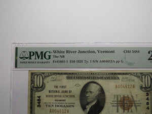 $10 1929 White River Junction Vermont National Currency Bank Note Bill #3484 PMG