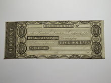 Load image into Gallery viewer, $5 18__ Windsor Vermont VT Obsolete Currency Bank Note Bill Remainder Rare UNC++