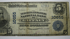 $5 1902 Gaffney South Carolina SC National Currency Bank Note Bill Ch. #10655