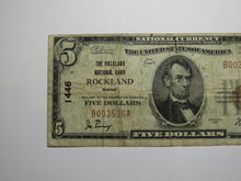 Load image into Gallery viewer, $5 1929 Rockland Maine ME National Currency Bank Note Bill Charter #1446 FINE