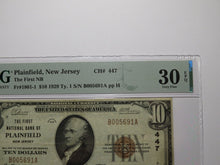 Load image into Gallery viewer, $10 1929 Plainfield New Jersey NJ National Currency Bank Note Bill Ch. #447 VF30