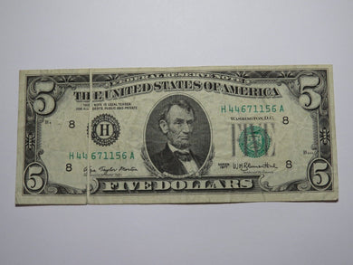 $5 1977 Gutter Fold Error Federal Reserve Bank Note Currency Bill FINE+