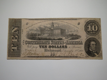 Load image into Gallery viewer, $10 1862 Richmond Virginia VA Confederate Currency Bank Note Bill RARE T52 Good