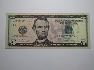 $5 2017 Radar Serial Number Federal Reserve Currency Bank Note Bill #34977943