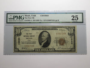 $10 1929 Moab Utah UT National Currency Bank Note Bill Charter #10925 VF25 PMG