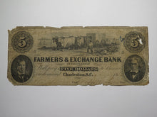 Load image into Gallery viewer, $5 1853 Charleston South Carolina Obsolete Currency Bank Note Farmers Exchange