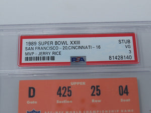 1989 Super Bowl XXIII 23 San Francisco 49ers Cincinnati Bengals NFL Ticket Stub