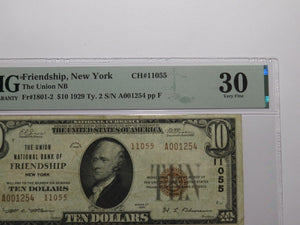 $10 1929 Friendship New York NY National Currency Bank Note Bill Ch. #11055 VF30