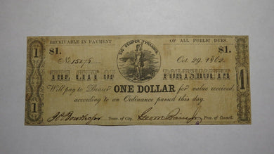 $1 1862 Portsmouth Virginia VA Obsolete Currency Bank Note Bill City of Port.