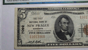 $5 1929 New Prague Minnesota MN National Currency Bank Note Bill! #7092 VF30 EPQ