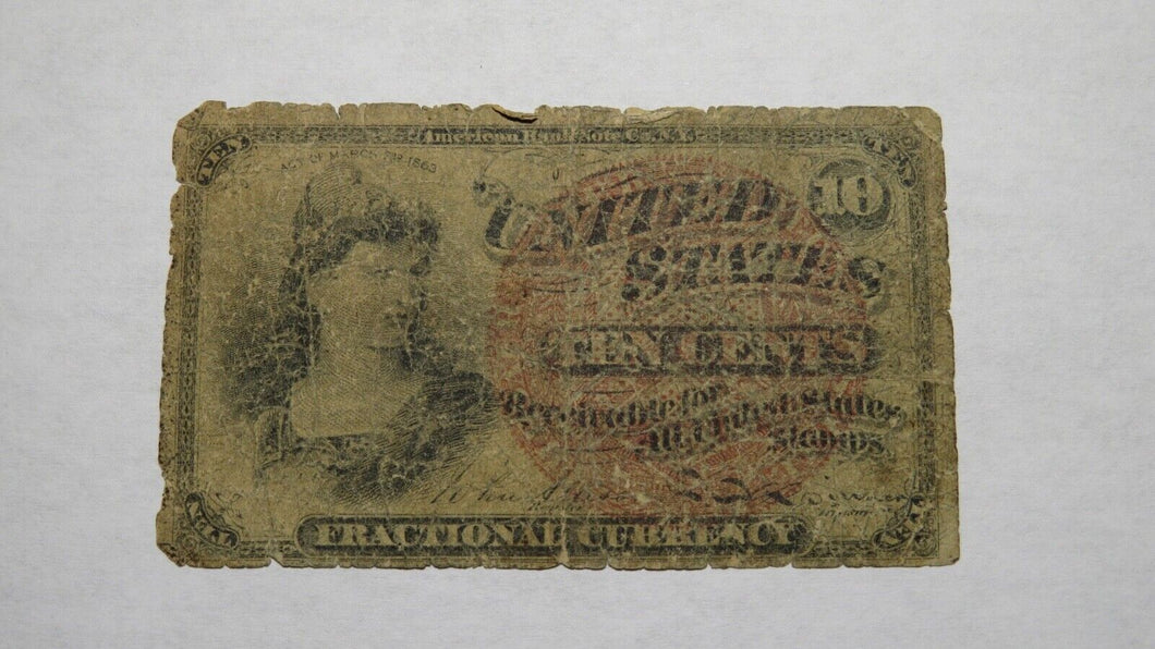 1863 $.10 Fourth Issue Fractional Currency Obsolete Bank Note Bill! 4th RARE