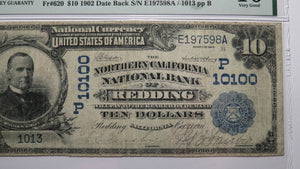 $10 1902 Redding California CA National Currency Bank Note Bill #10100 VG10 PMG