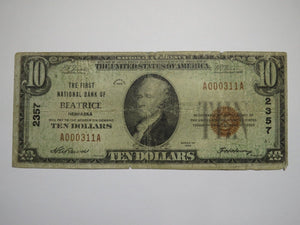 $10 1929 Beatrice Nebraska National Currency Bank Note Bill Charter #2357 RARE