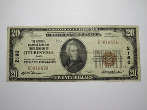 $20 1929 Steubenville Ohio OH National Currency Bank Note Bill Ch. #2160 VF+