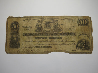 $.50 1861 Winchester Virginia VA Obsolete Currency Bank Note Bill Corp. of Win.