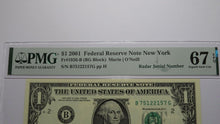 Load image into Gallery viewer, 2 $1 2001 &amp; 2003 Matching Radar Serial Numbers Federal Reserve Bank Note Bills