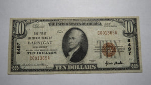 $10 1929 Barnegat New Jersey NJ National Currency Bank Note Bill Ch. #8497 VF+