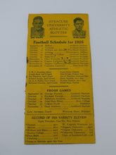 Load image into Gallery viewer, 1925 Syracuse University Athletic Blotter Varsity Football Game Schedule Orange