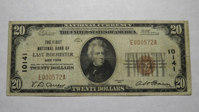 $20 1929 East Rochester New York NY National Currency Bank Note Bill #10141 RARE