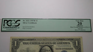 $1 1957 Fancy Serial Number Silver Certificate Currency Bank Note Bill VF20 PCGS