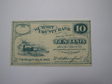 $.10 1862 Cuyahoga Falls Ohio OH Obsolete Currency Bank Note Bill Summit County