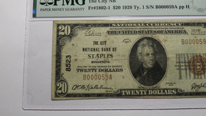 $20 1929 Staples Minnesota MN National Currency Bank Note Bill Ch #8523 F15 PMG