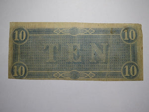 $10 1864 Richmond Virginia VA Confederate Currency Bank Note Bill RARE T68 VG