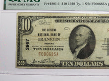 Load image into Gallery viewer, $10 1929 Franklin Indiana IN National Currency Bank Note Bill Ch. #3967 VF25 PMG