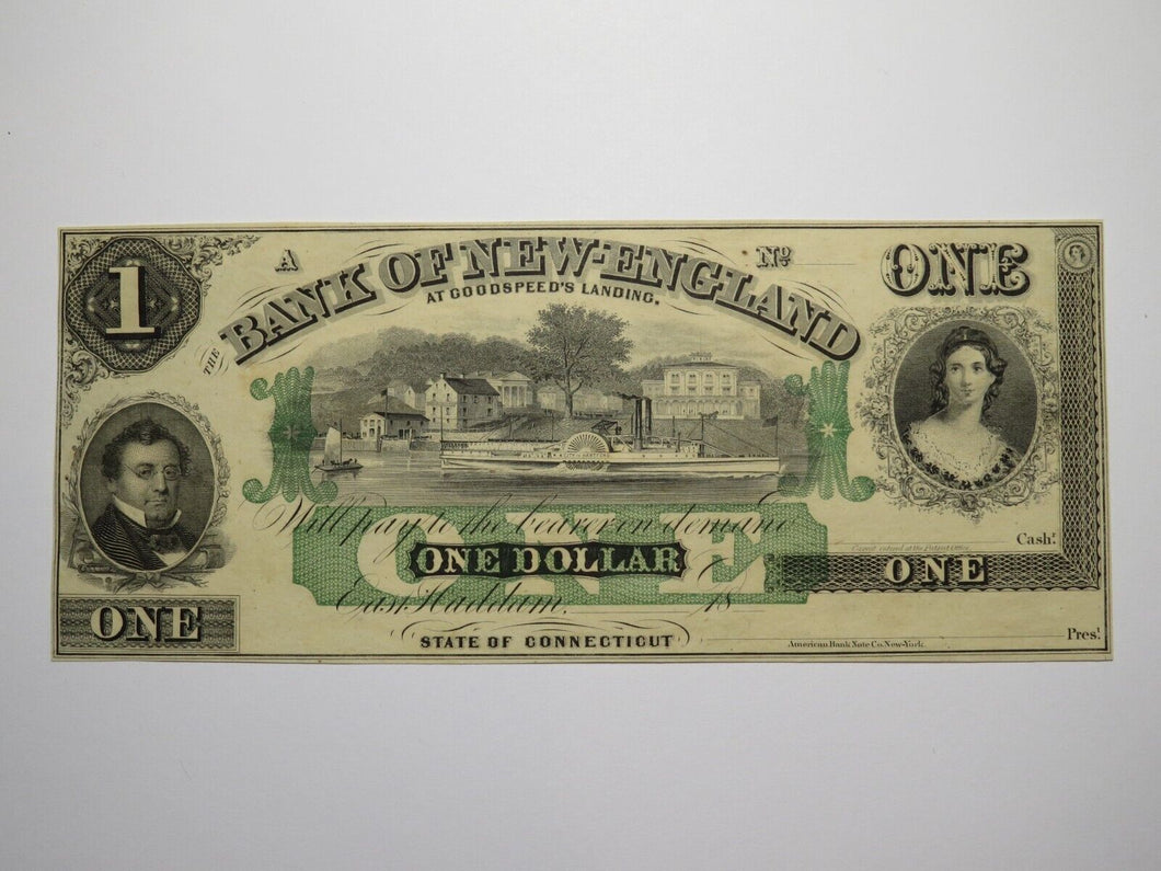 $1 18__ East Haddam Connecticut Obsolete Currency Bank Note Remainder Bill UNC++