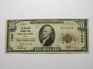 $10 1929 Rockland Maine ME National Currency Bank Note Bill Ch. #1446 FINE+