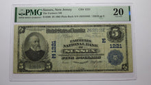 Load image into Gallery viewer, $5 1902 Sussex New Jersey NJ National Currency Bank Note Bill Ch. #1221 VF20 PMG