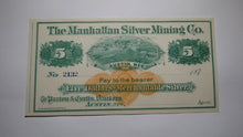 Load image into Gallery viewer, $5 187_ Austin Nevada NV Manhattan Silver Mining Company Remainder Uncirculated+