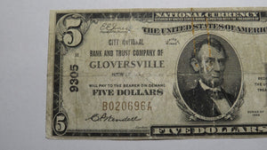 $5 1929 Gloversville New York NY National Currency Bank Note Bill Ch. #9305 RARE