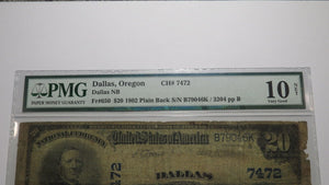 $20 1902 Dallas Oregon OR National Currency Bank Note Bill Ch. #7472 VG10 PMG