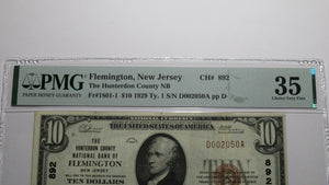 $10 1929 Flemington New Jersey NJ National Currency Bank Note Bill Ch #892 VF35!