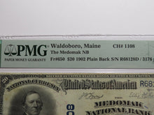 Load image into Gallery viewer, $20 1902 Waldoboro Maine ME National Currency Bank Note Bill #1108 VF25 PMG