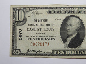 $10 1929 East St. Louis Illinois IL National Currency Bank Note Bill Ch #5070 VF