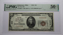 Load image into Gallery viewer, $20 1929 Delaware Ohio OH National Currency Bank Note Bill Ch. #243 UNC50EPQ PMG