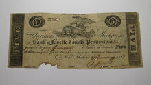 Load image into Gallery viewer, $5 1817 New Salem Pennsylvania PA Obsolete Currency Bank Note Bill! Fayette Cty