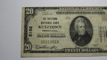 Load image into Gallery viewer, $20 1929 Kutztown Pennsylvania PA National Currency Bank Note Bill Ch. #5102 VF