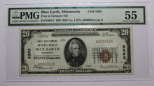 Load image into Gallery viewer, $20 1929 Blue Earth Minnesota MN National Currency Bank Note Bill #5393 AU55 PMG